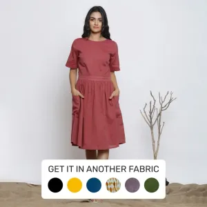 Maroon Cotton Muslin Backless Fit and Flare Knee Length Dress