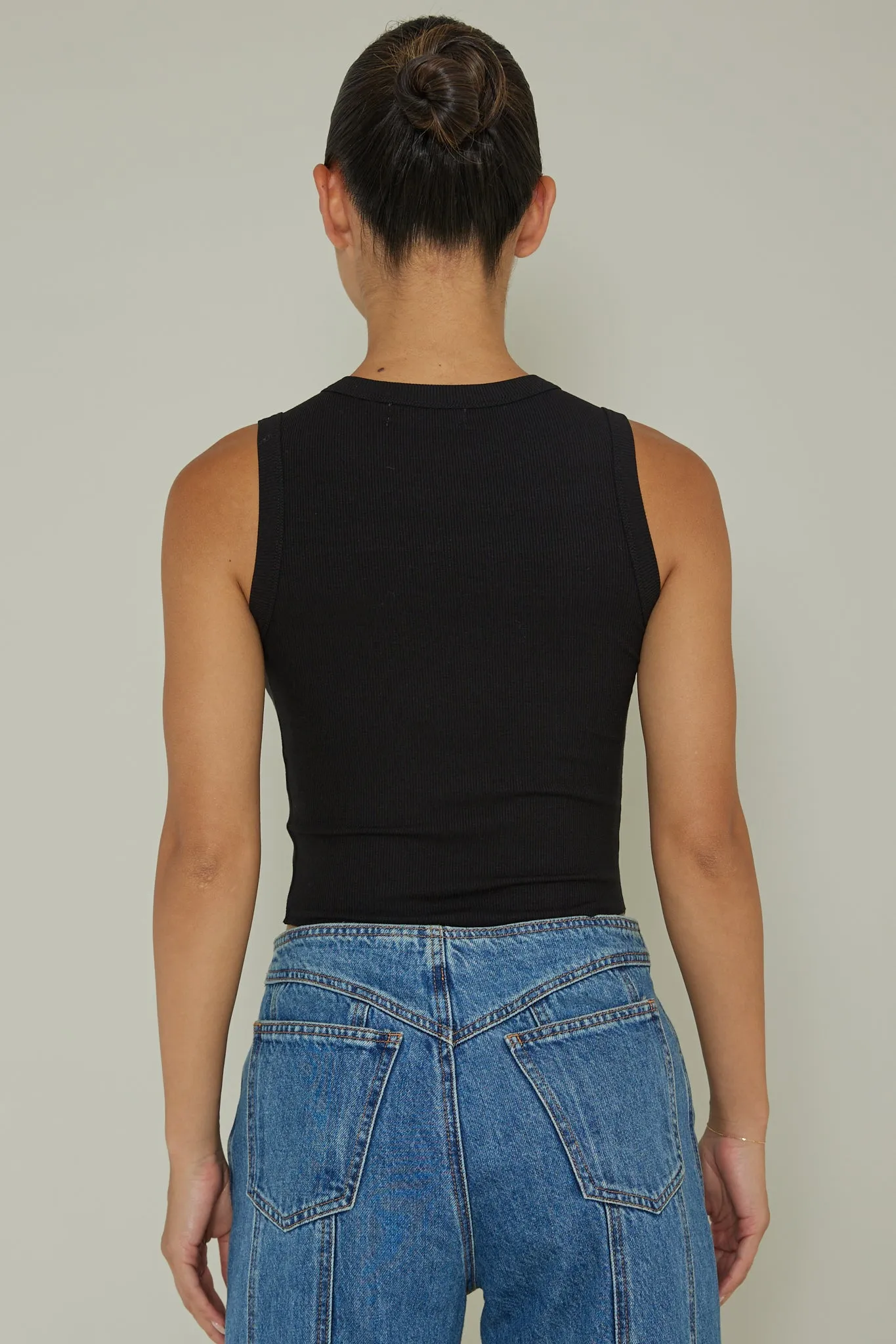 Mayra Crew Neck Crop Top Black