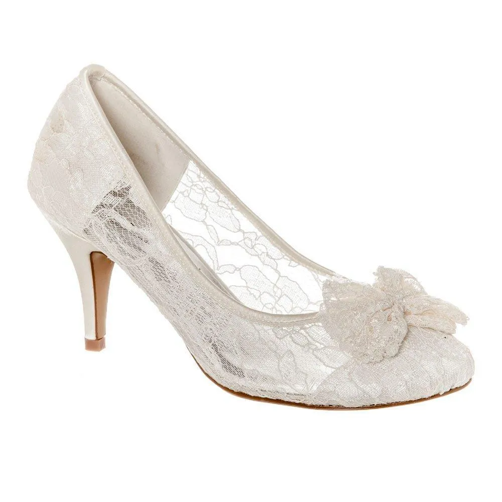 Medium Stiletto Heel Rounded Toe Lace Court Shoe