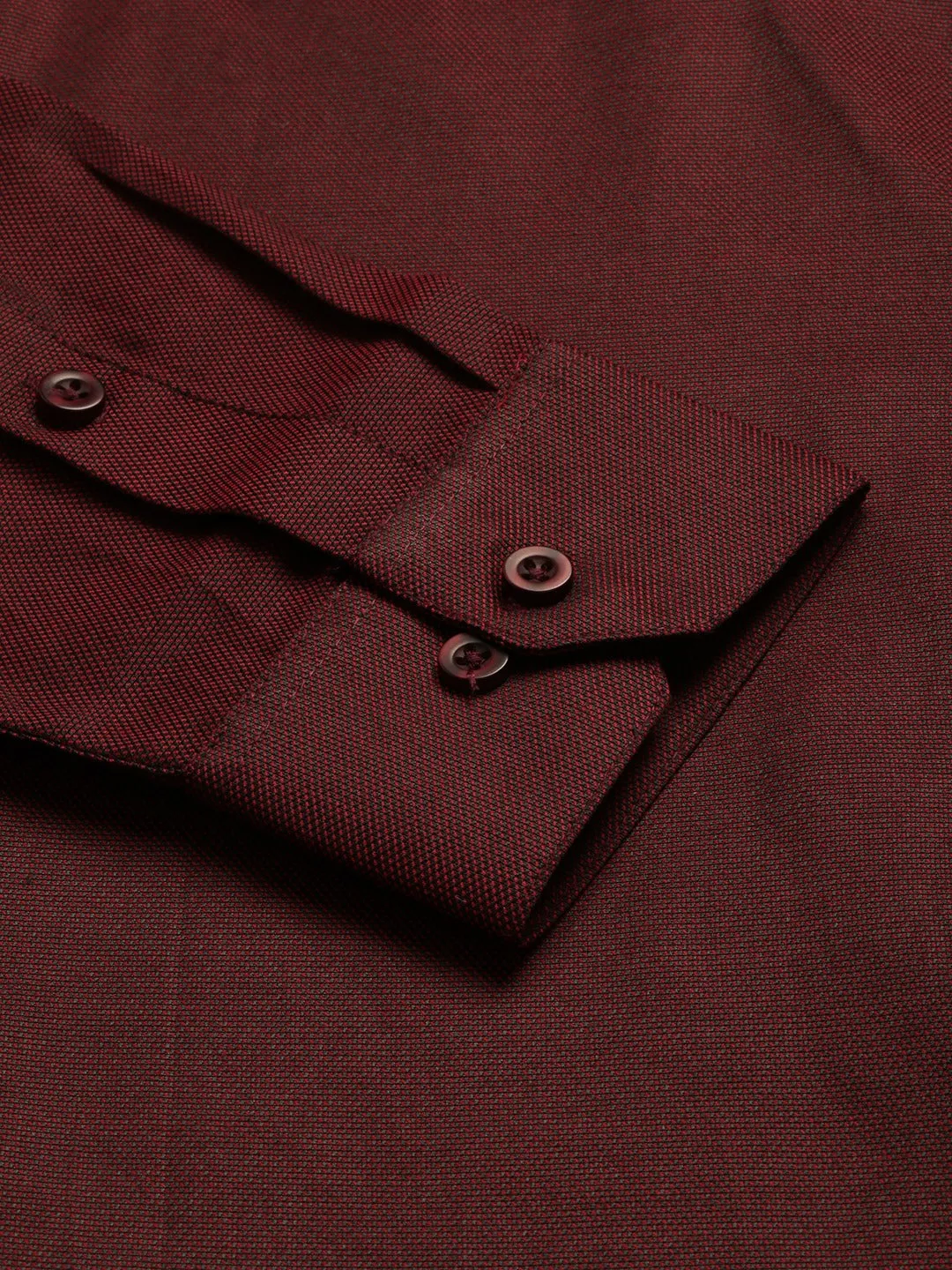 Men's Cotton Burgundy Self Design Classic Formal Shirt - Sojanya