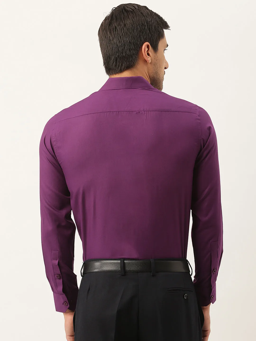 Men's Cotton Dark Purple Classic Formal Shirt - Sojanya