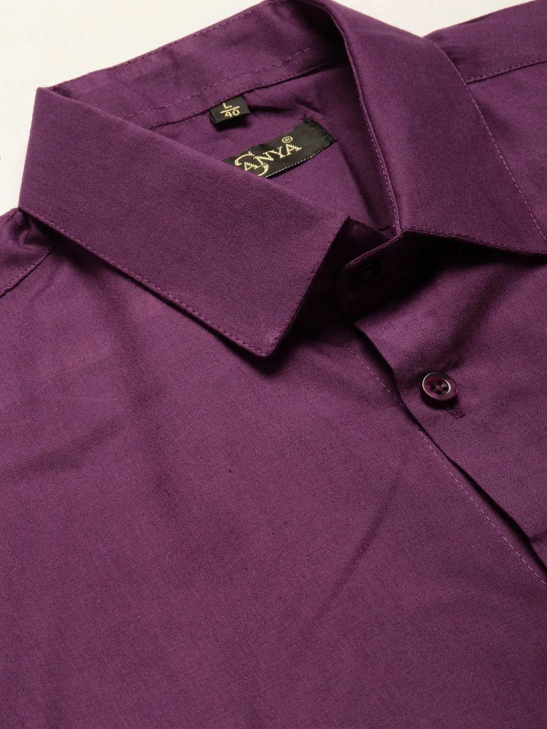 Men's Cotton Dark Purple Classic Formal Shirt - Sojanya