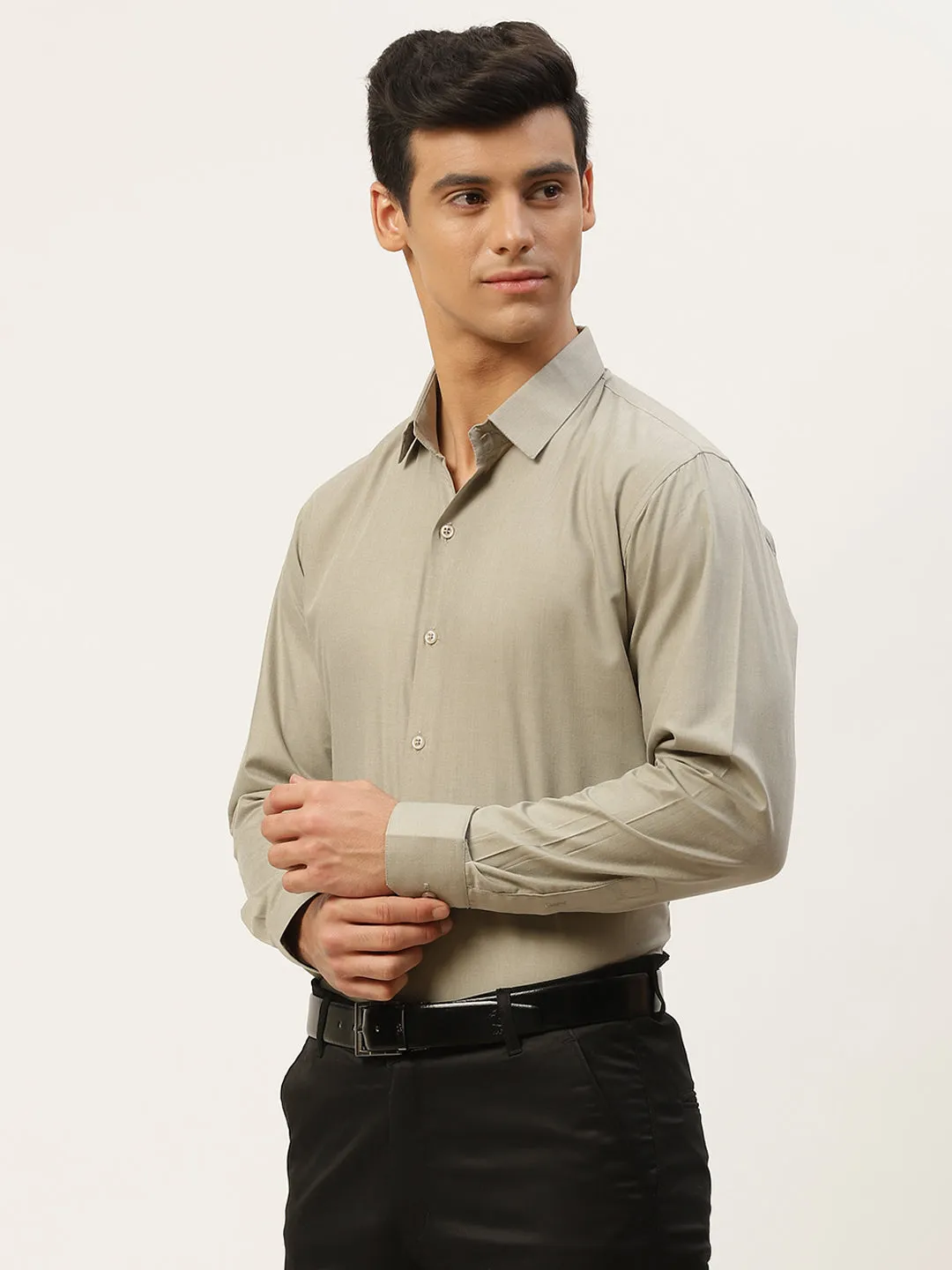 Men's Cotton Pista Green Classic Formal Shirt - Sojanya