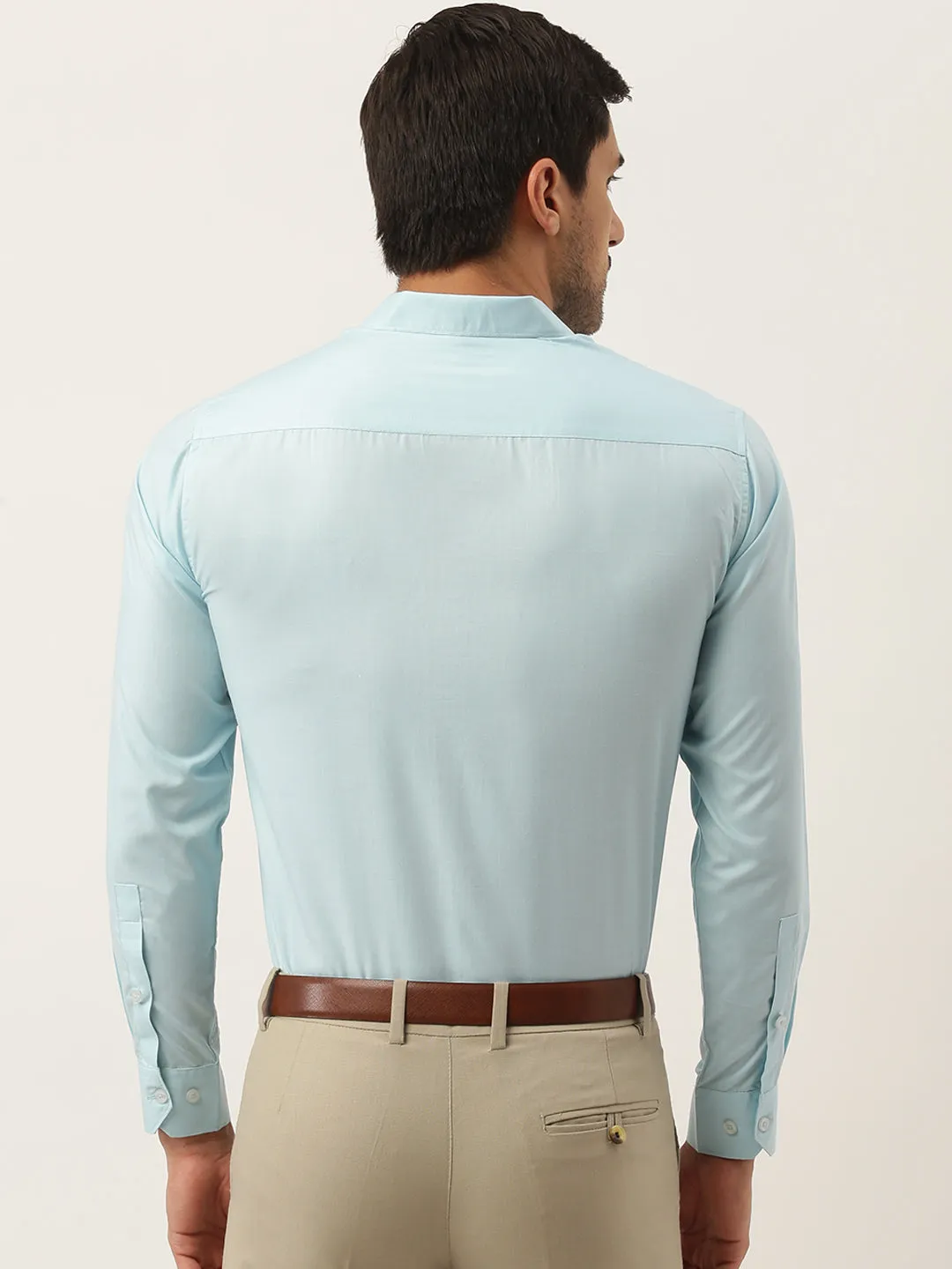 Men's Cotton Sky Blue Classic Formal Shirt - Sojanya