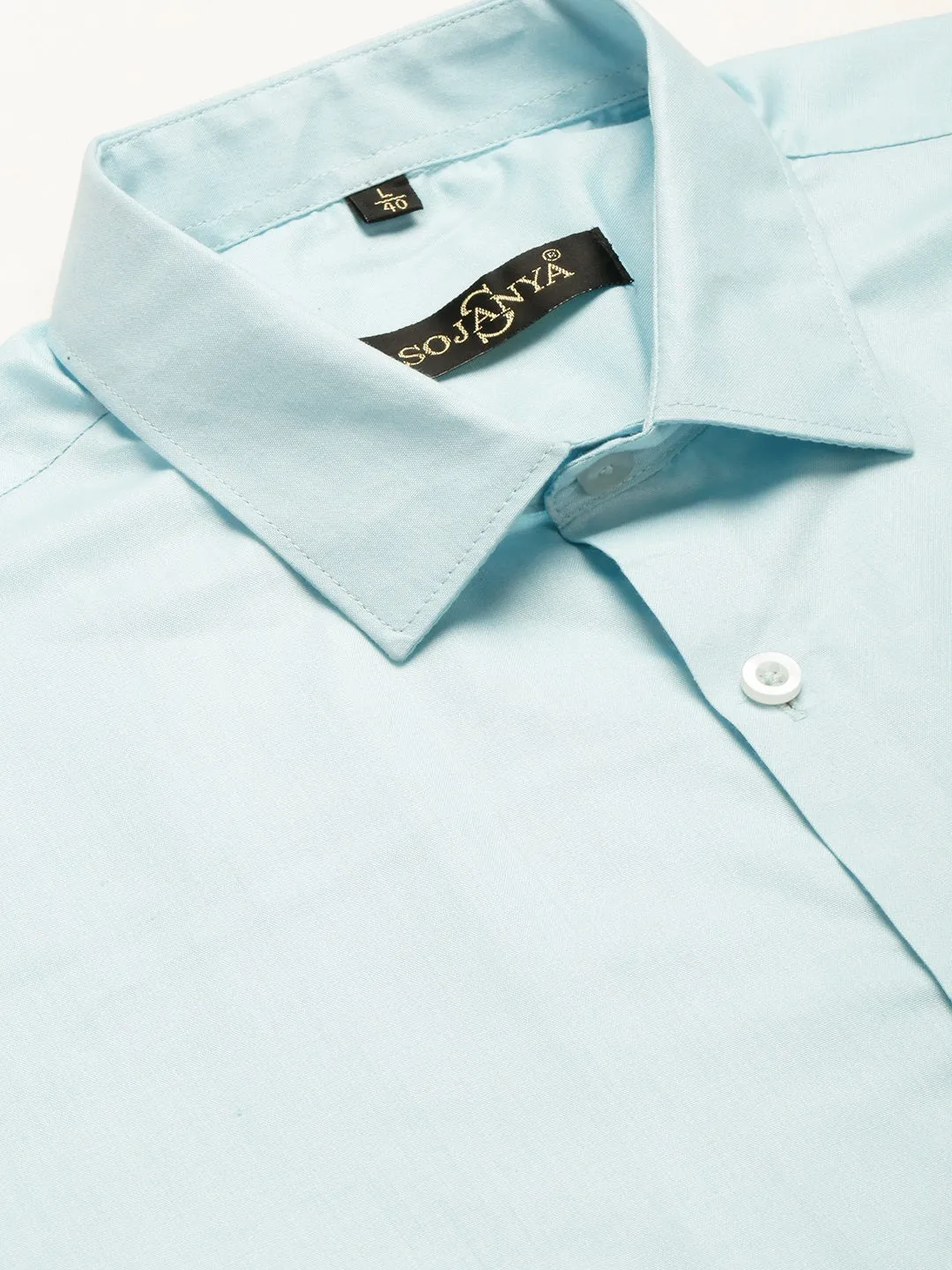 Men's Cotton Sky Blue Classic Formal Shirt - Sojanya