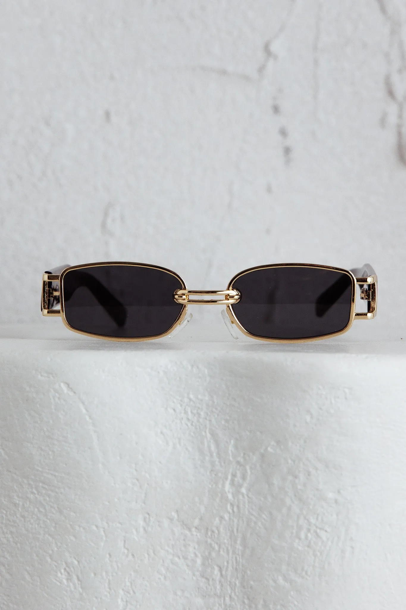 Meredith Gold Frame Sunglasses Black