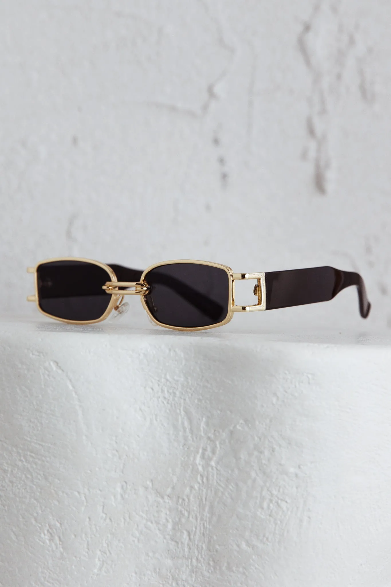 Meredith Gold Frame Sunglasses Black