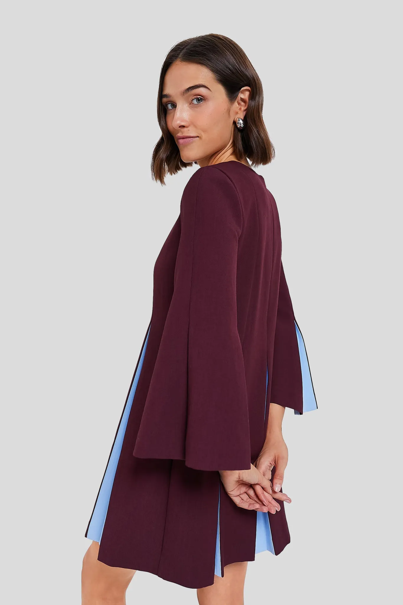 Merlot and Sky Blue Long Sleeve Griffiths Dress