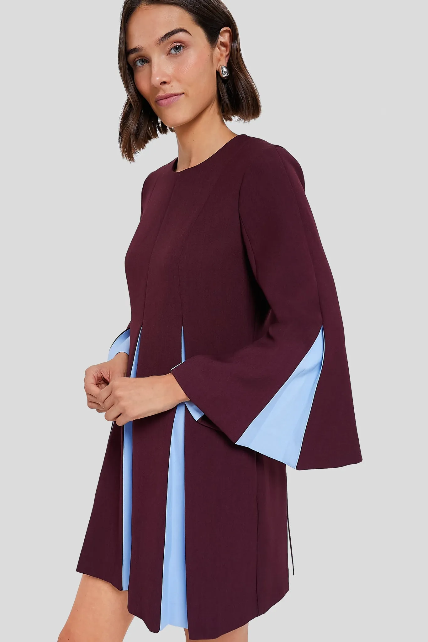 Merlot and Sky Blue Long Sleeve Griffiths Dress