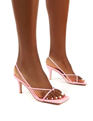 Mika Pink Strappy Mid Height Kitten Heels