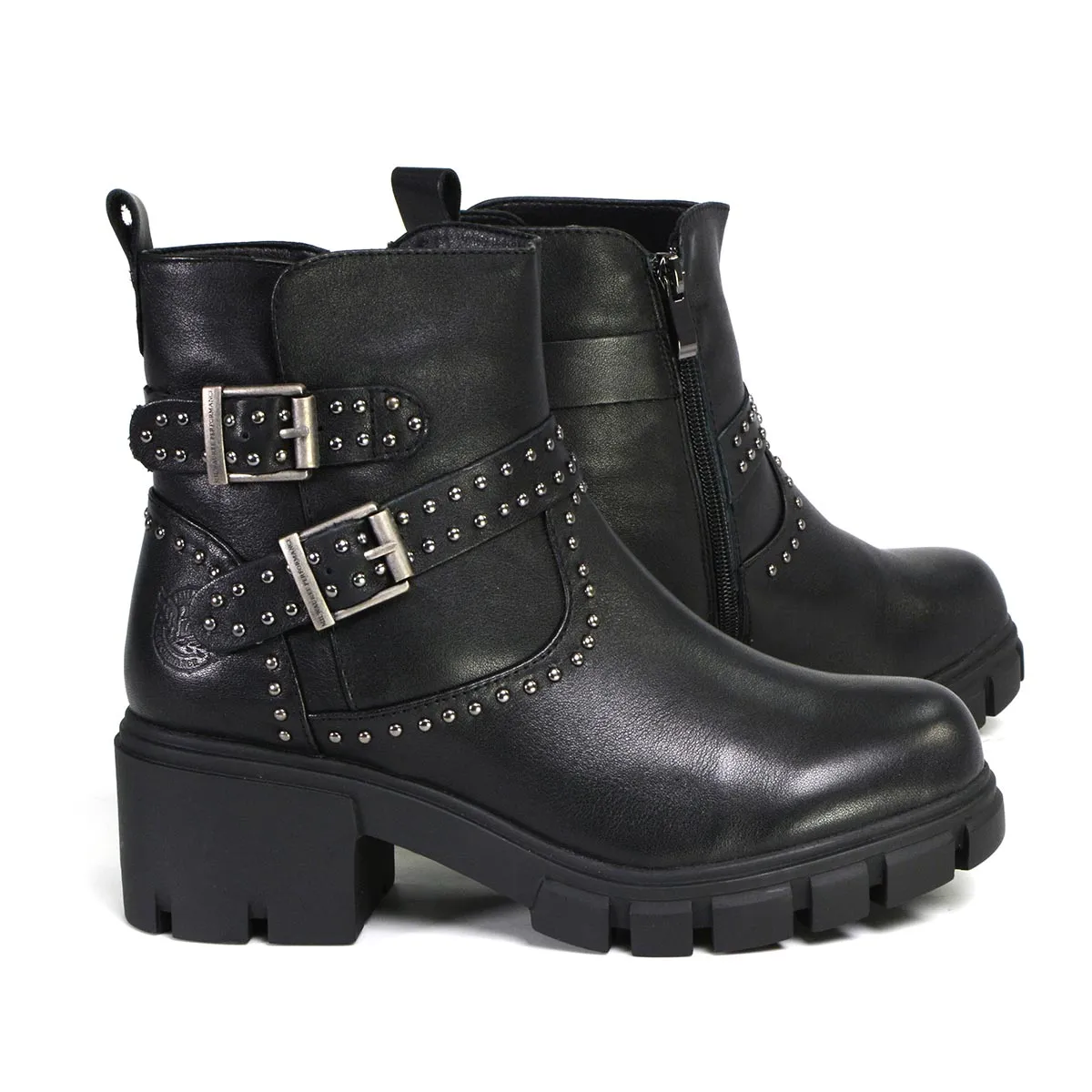 Milwaukee Leather Women's Siren Premium Black Studded Fashion Boots w/ Side Zippers MBL9446