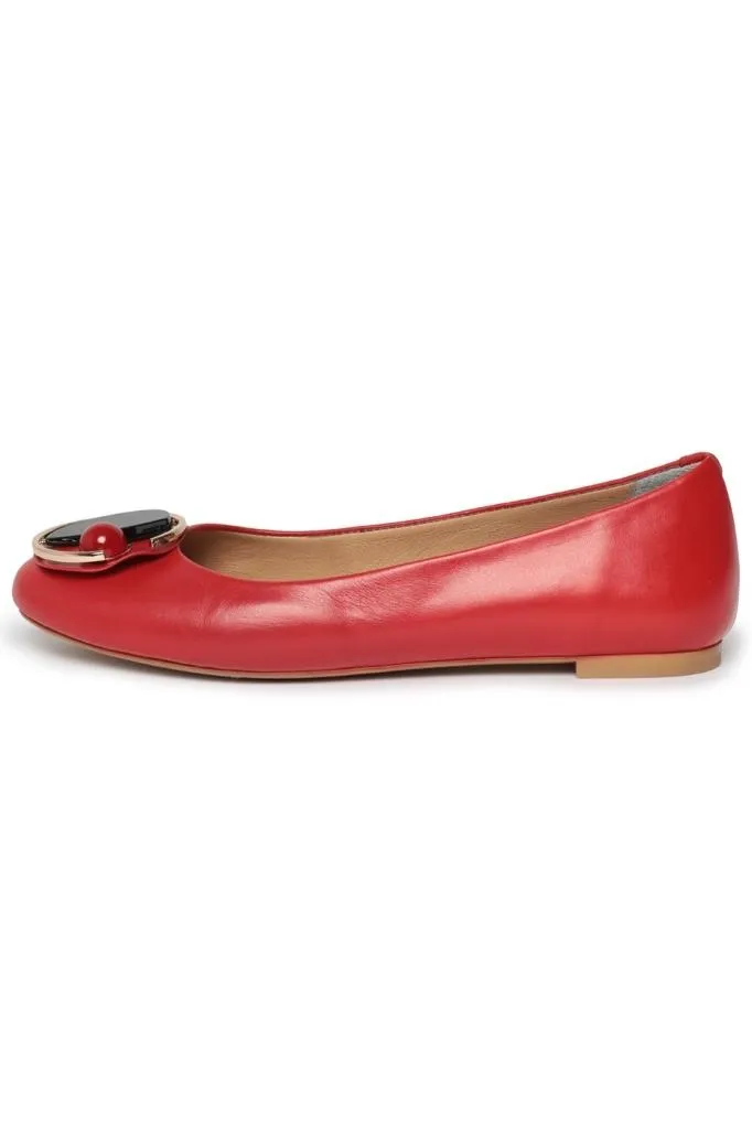 Modern Geometric Ballet Flats - Red