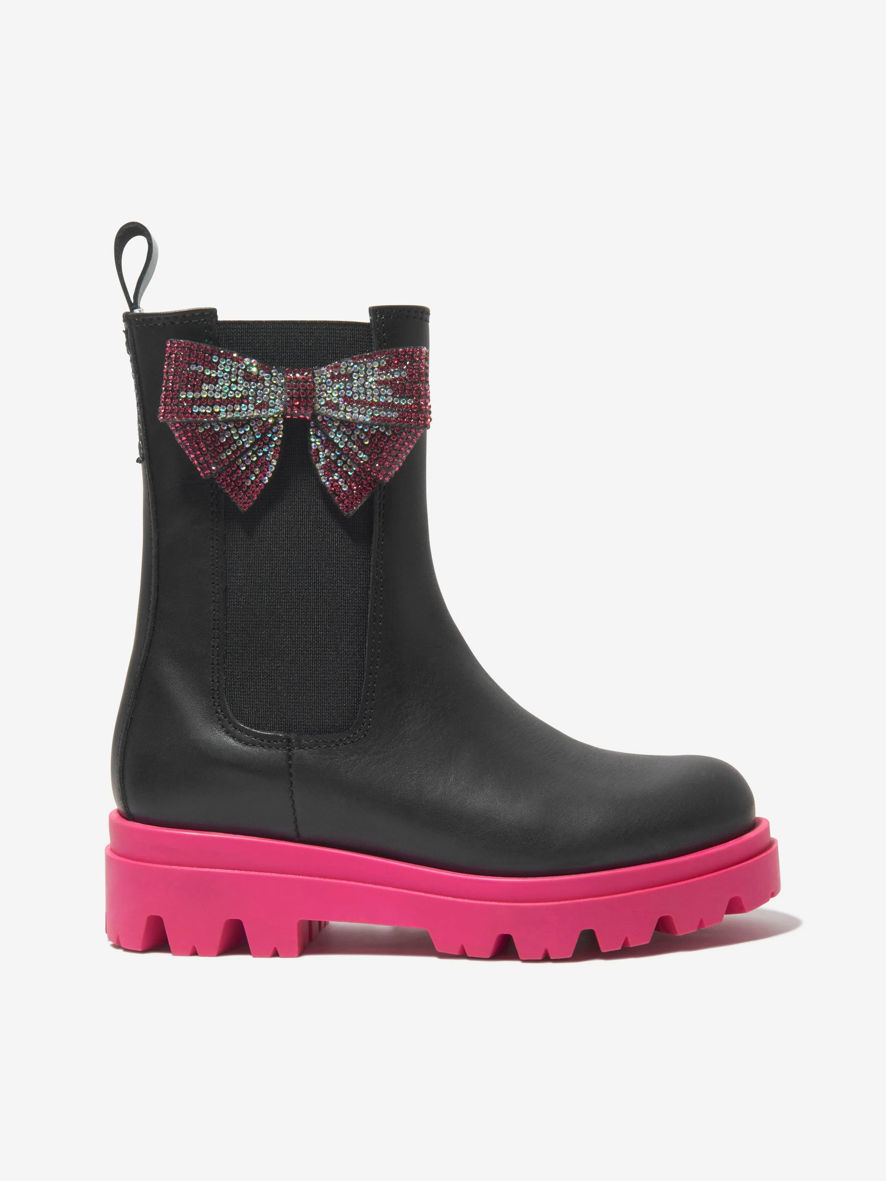 Monnalisa Girls Leather Bow Boots