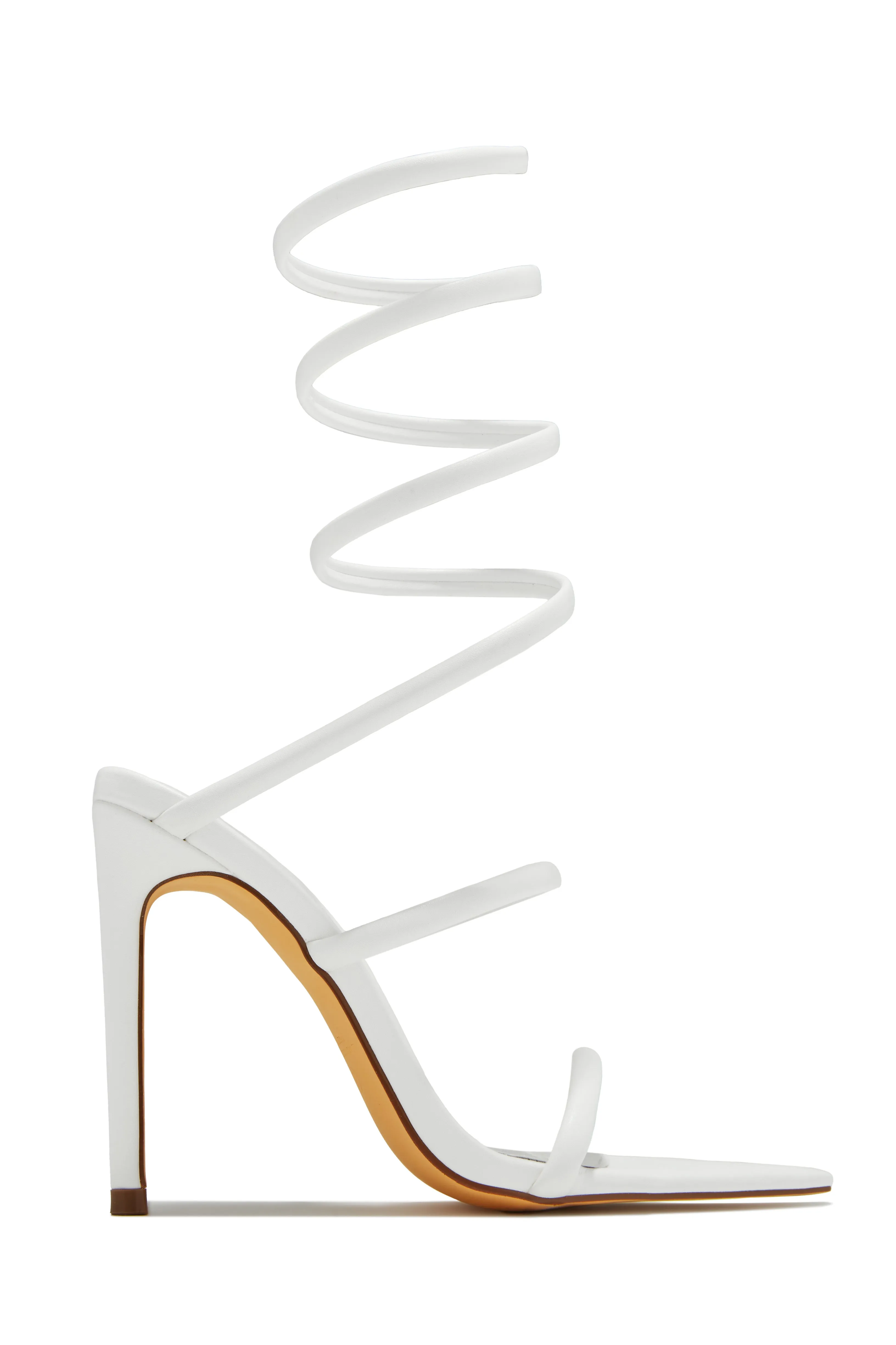 Nathalie Around The Ankle Coil High Heels - White