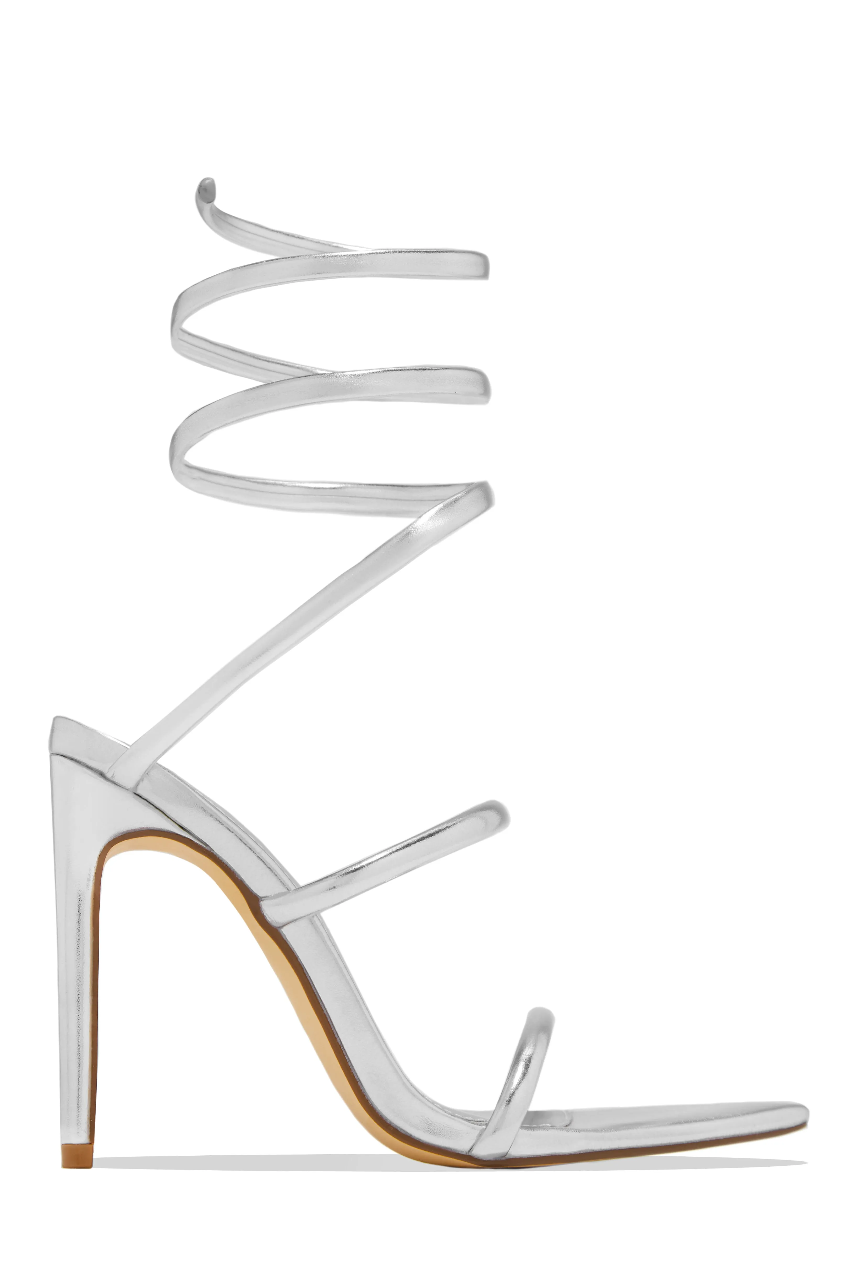 Nathalie Around The Ankle Coil High Heels - White