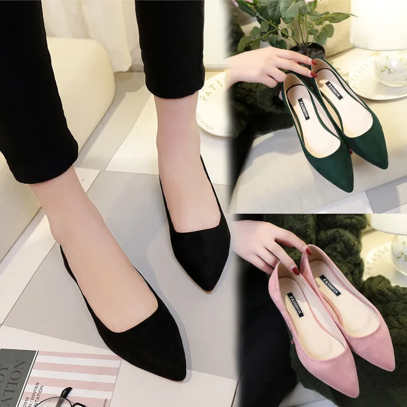 NAUSK New Women Suede Flats Fashion High Quality Basic Mixed Colors Pointy Toe Ballerina Ballet Flat Slip On Shoes