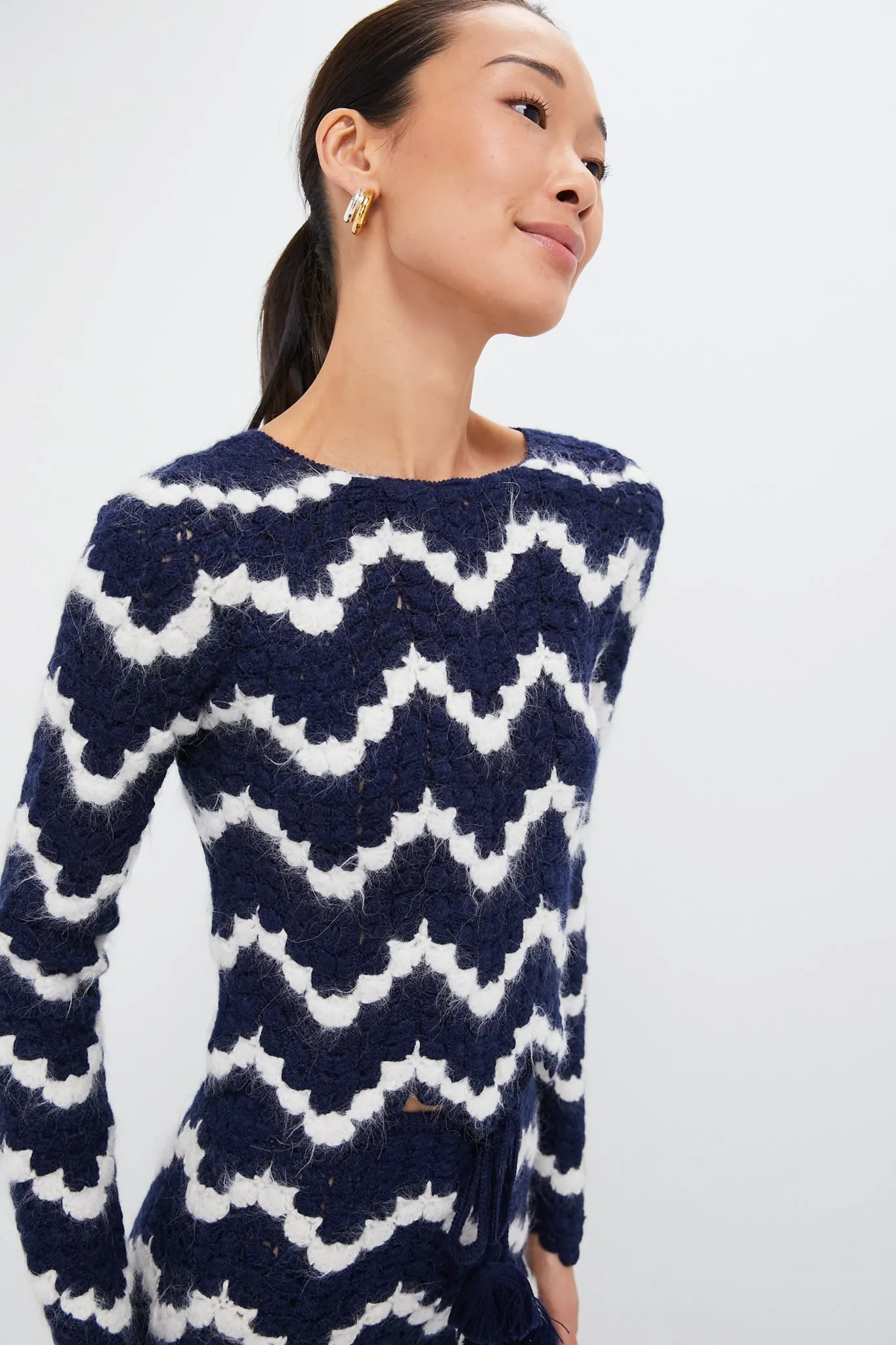 Navy and Ivory Safi Top