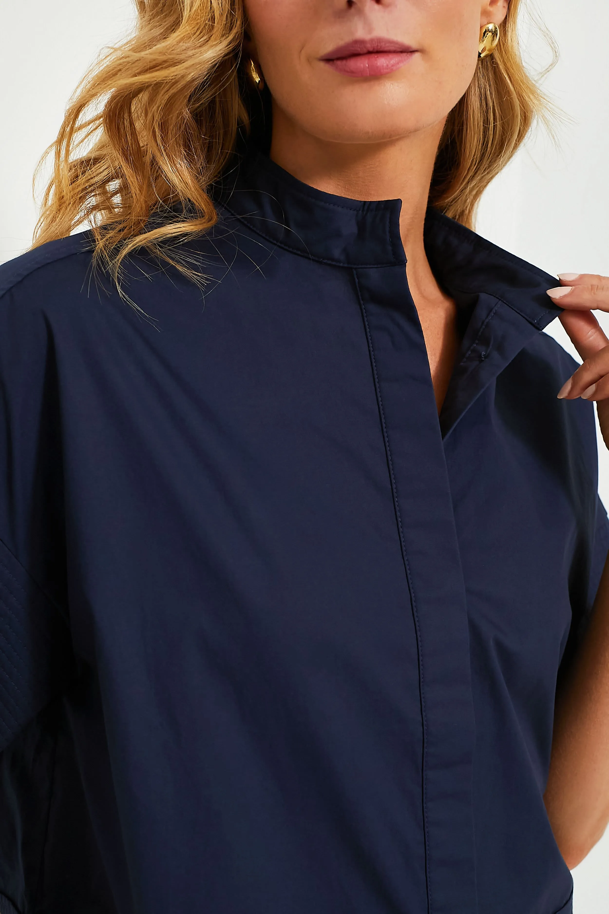 Navy Trapunto Stitch Sofia Shirt