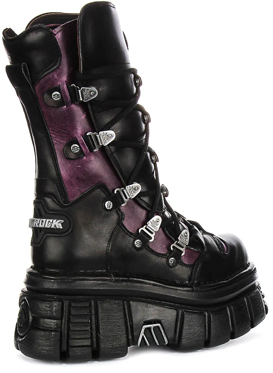 Newrock 203 Tower In Black Purple Boots