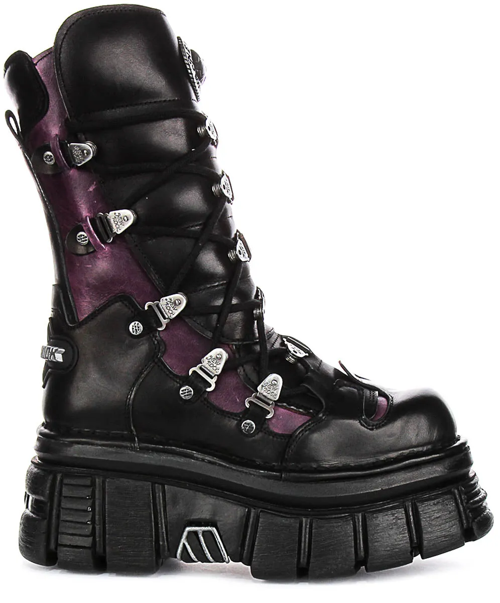 Newrock 203 Tower In Black Purple Boots