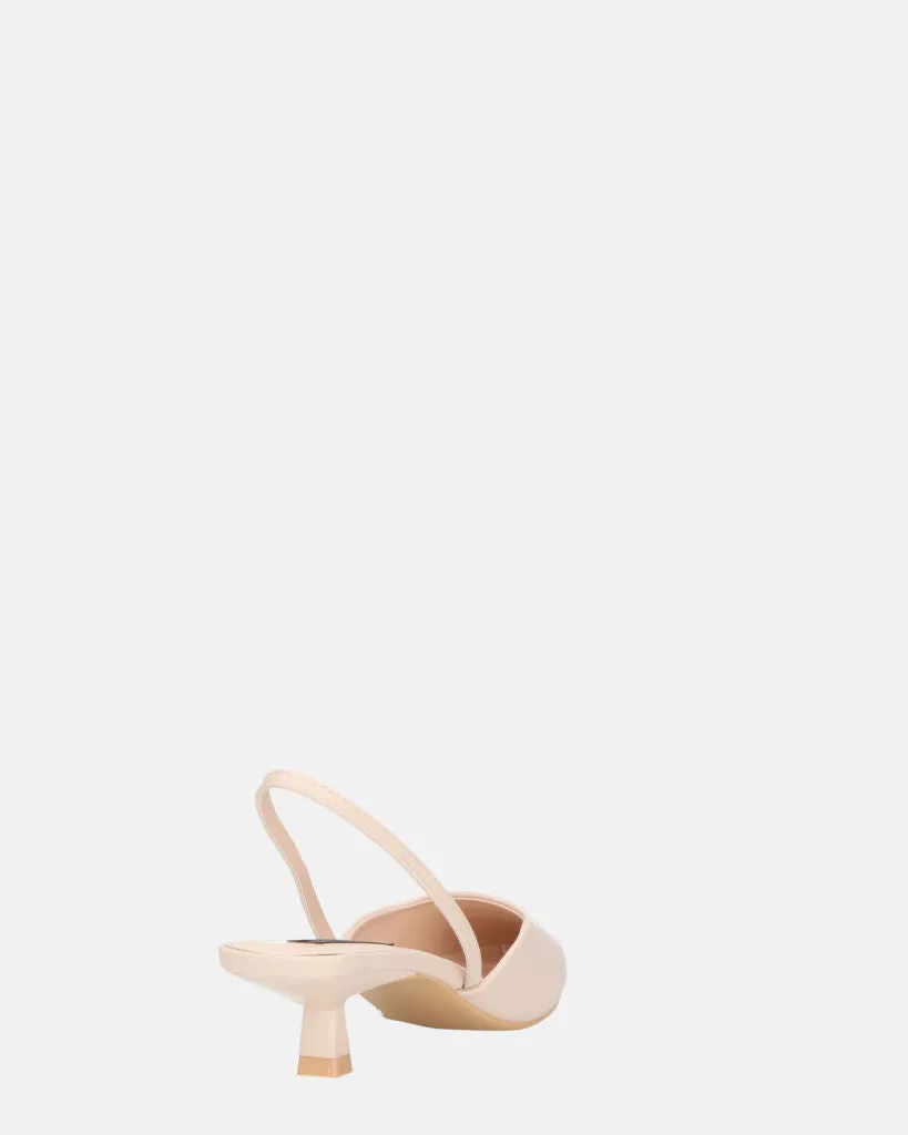 NIEVES - scarpe beige slingback con tacco kitten