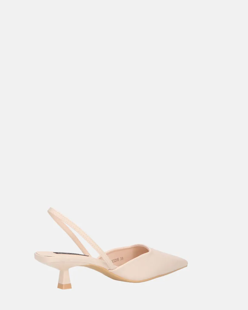 NIEVES - scarpe beige slingback con tacco kitten