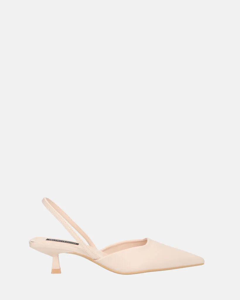 NIEVES - scarpe beige slingback con tacco kitten