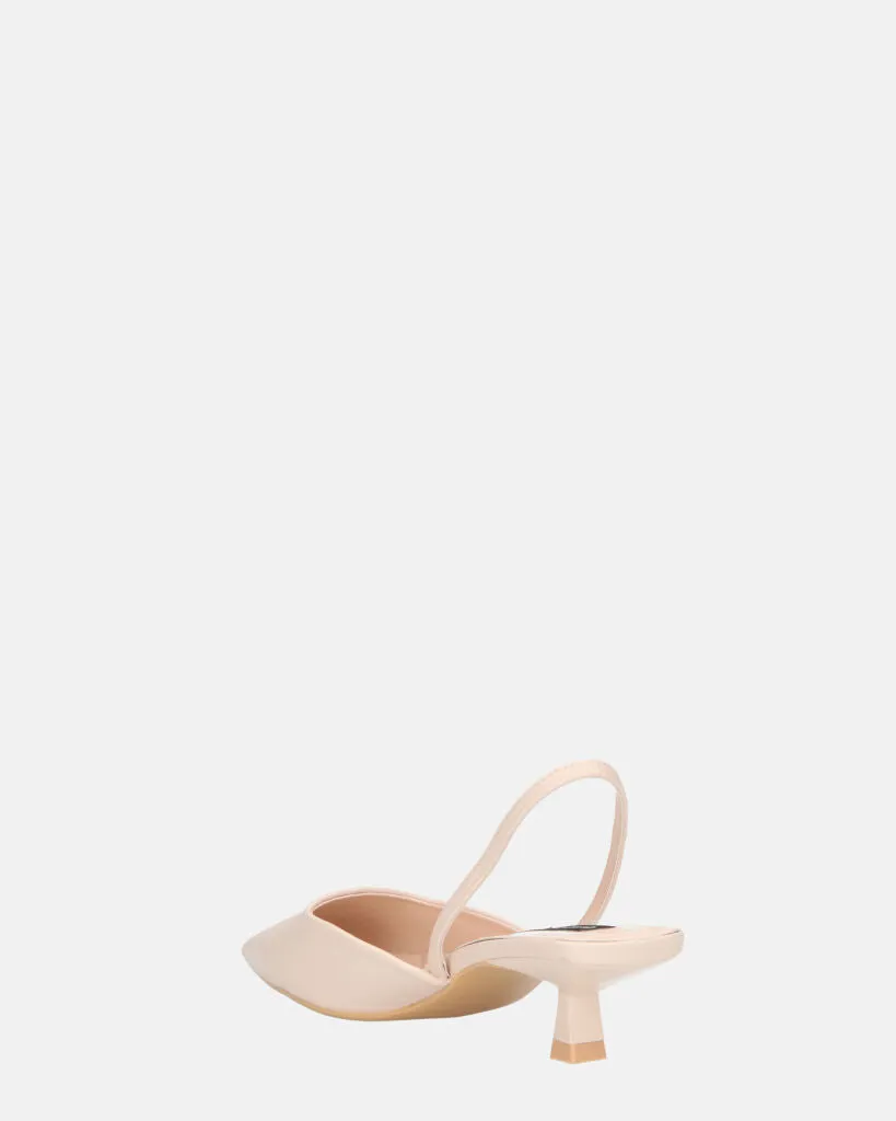 NIEVES - scarpe beige slingback con tacco kitten