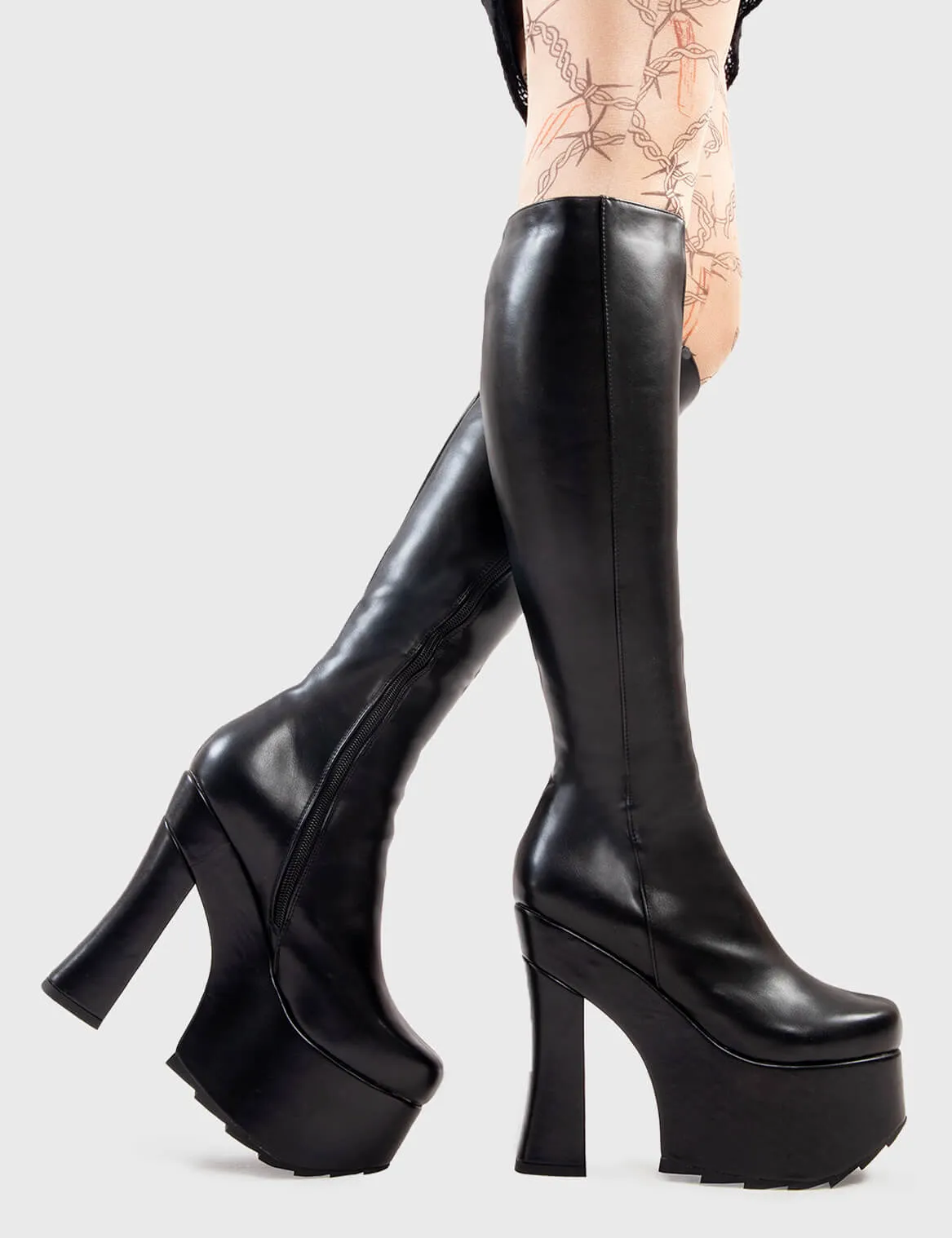 Night Vision Platform Knee High Boots