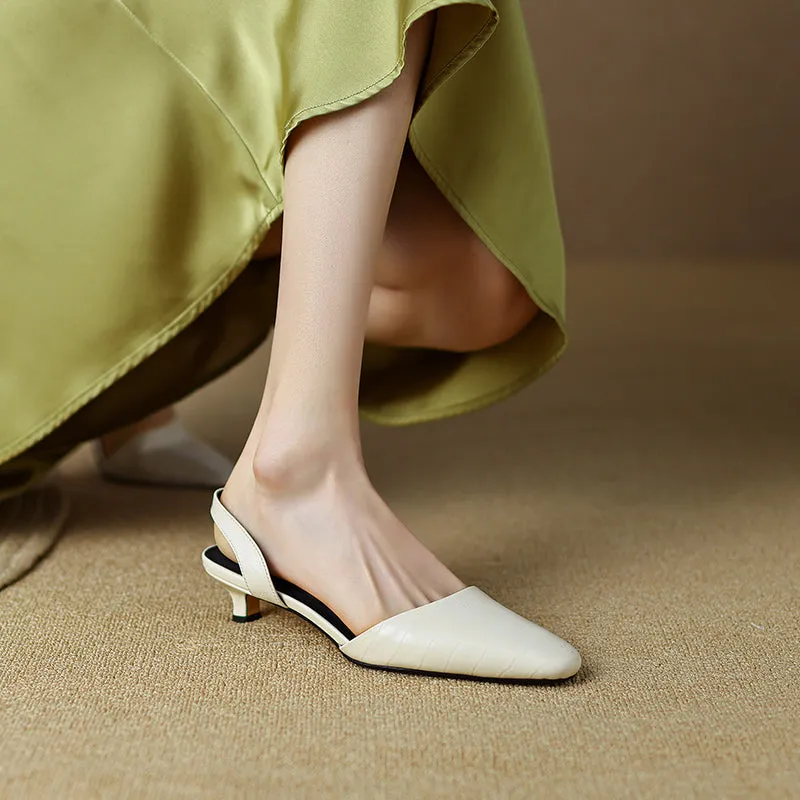 Norah Crocodile White Slingback Heels