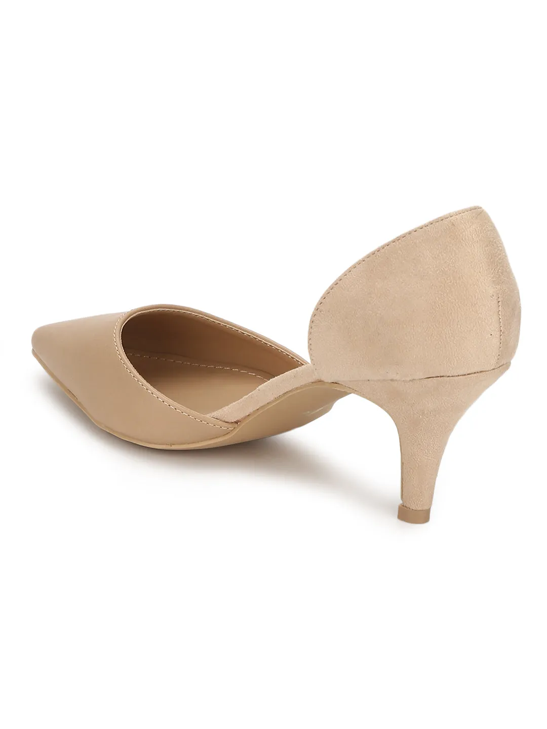 Nude-Nude Micro Low Block Stiletto Heels