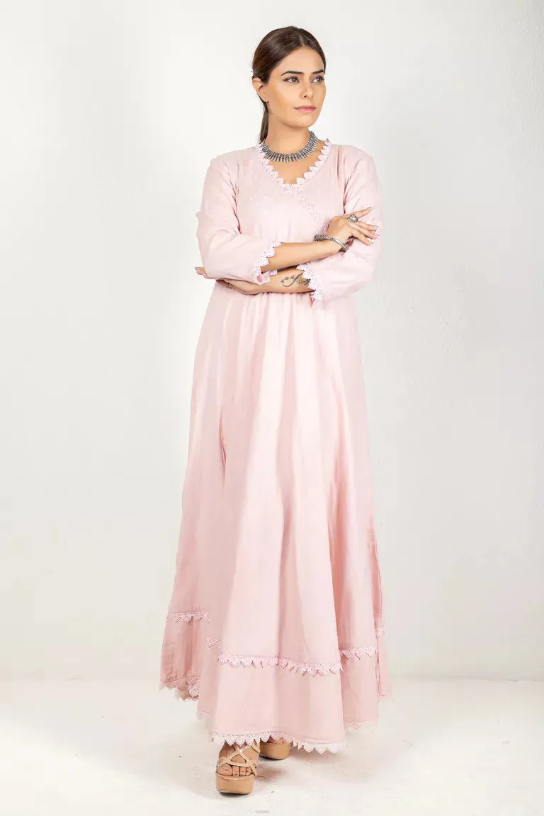 Nude Pink 3/4 Sleeves Cotton Kurta