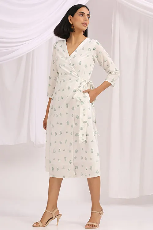 Okhai 'Floralicious' Mirror Work Cotton Wrap Dress