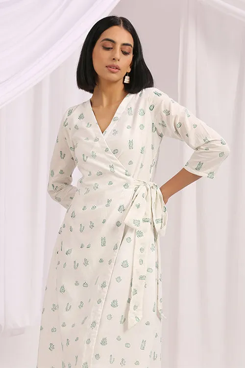 Okhai 'Floralicious' Mirror Work Cotton Wrap Dress