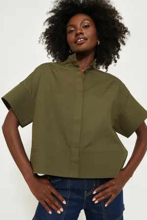 Olive Green Trapunto Stitch Sofia Shirt