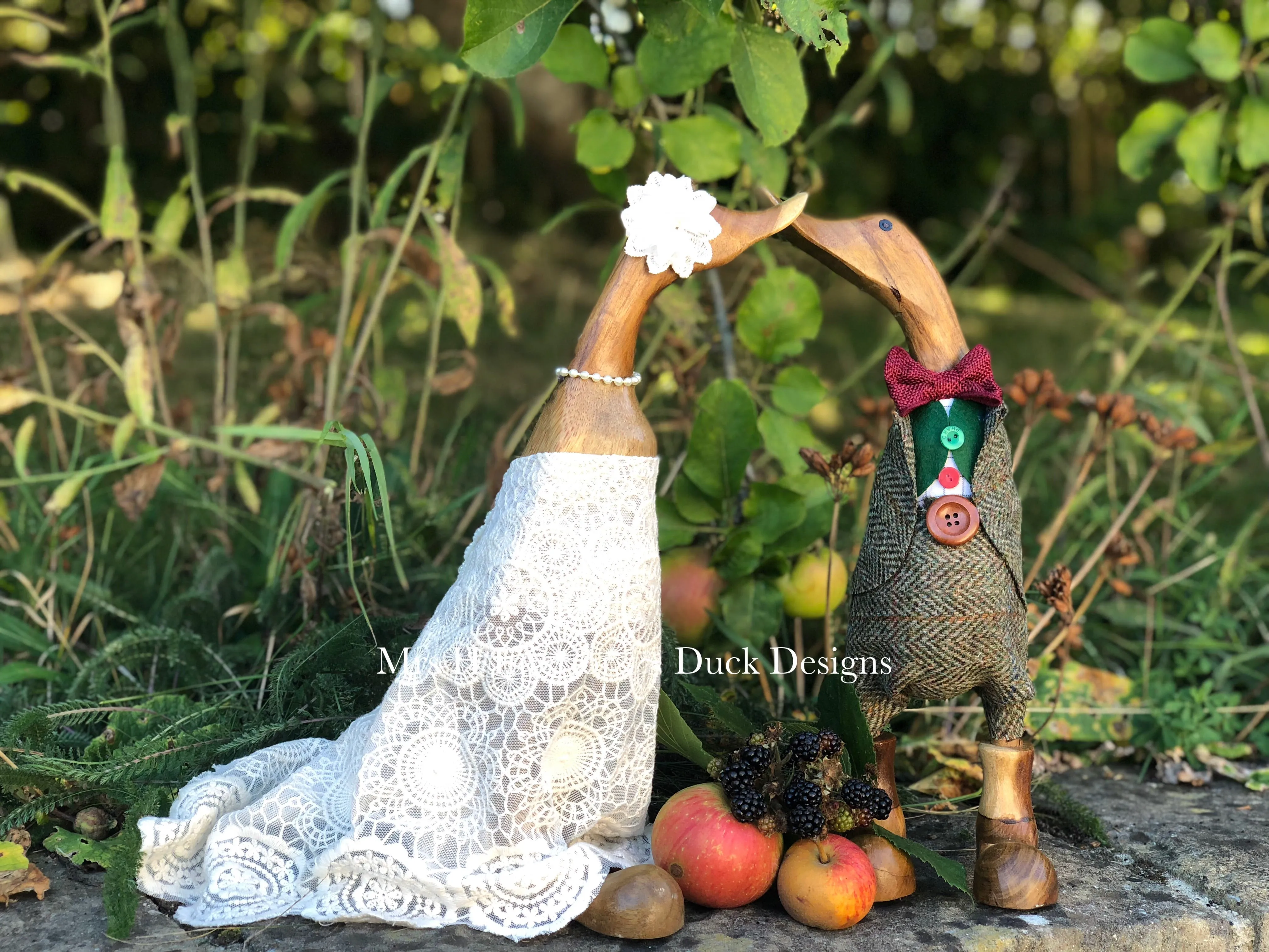 Page Boy Duck - Bridal Wedding Party - Decorated Wooden Duck in Boots by Mrs H the Duck Lady