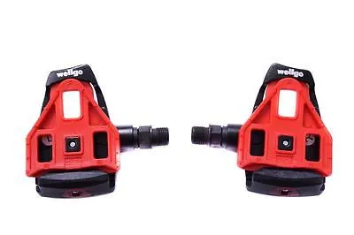 PAIR CLIPLESS ROAD BIKE PEDALS WITH CLEATS “WELLGO” W-40 LIGHTWEIGHT PEDALS