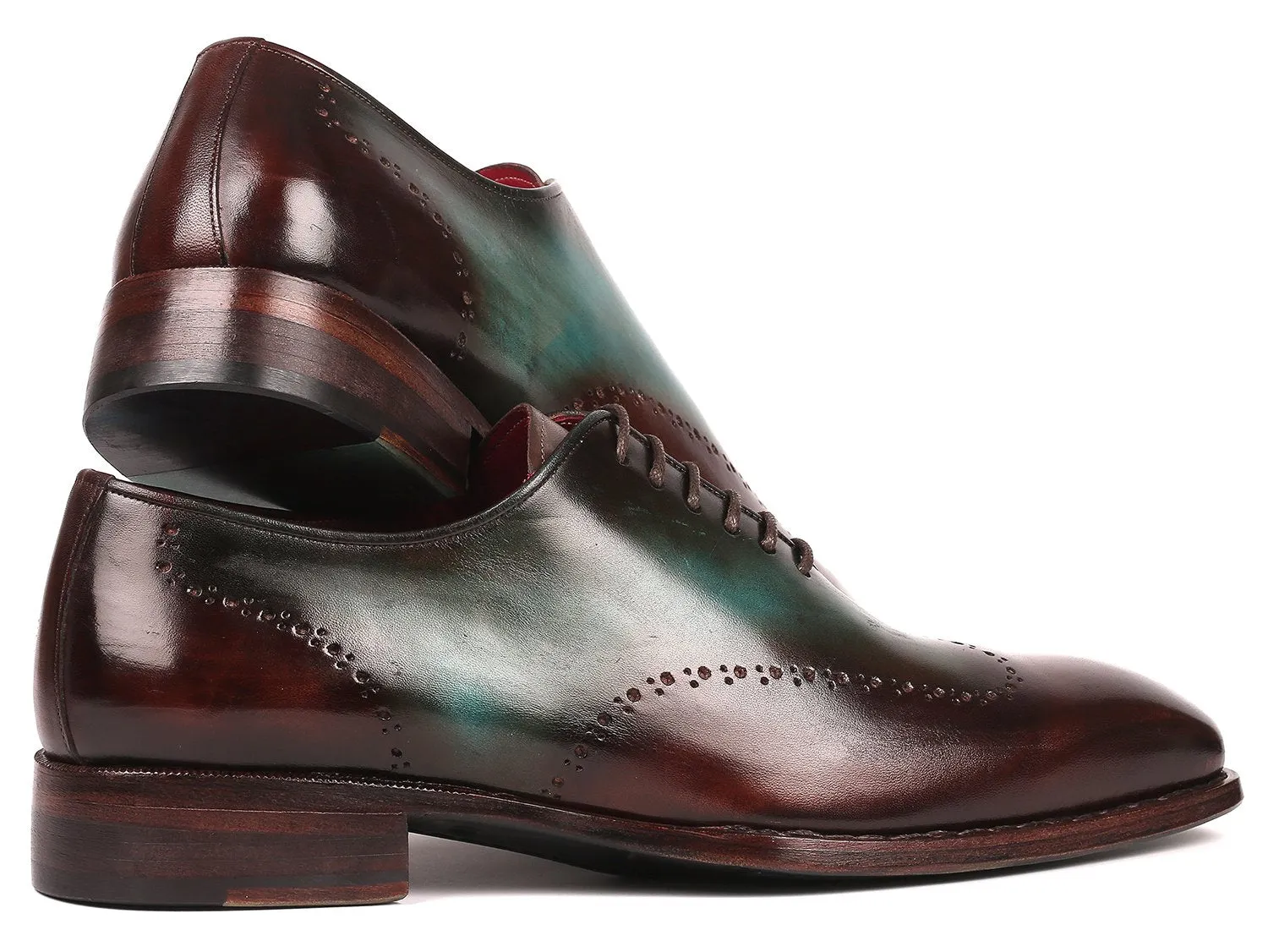 Paul Parkman Goodyear Welted Wingtip Oxfords in Brown & Turquoise