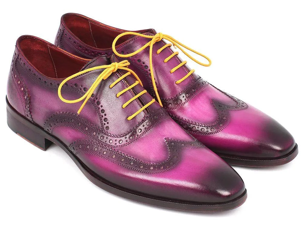 Paul Parkman Men's Wingtip Oxfords Lilac Handpainted Calfskin (ID#228-LIL)