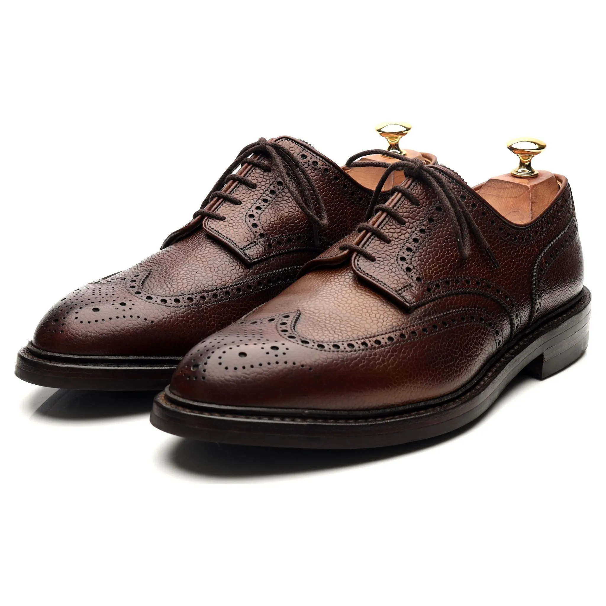 'Pembroke' Dark Brown Leather Derby Brogues UK 9.5 E