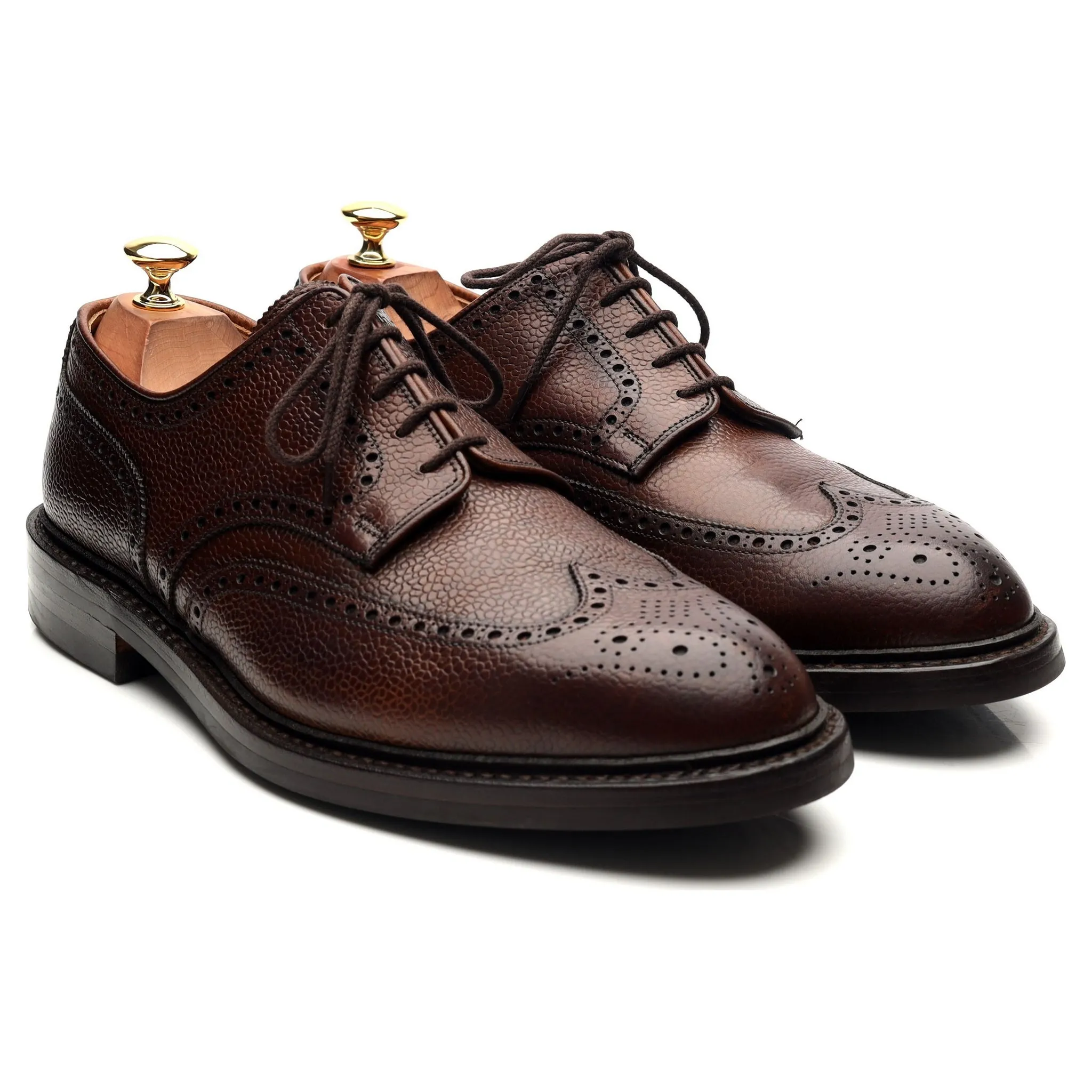 'Pembroke' Dark Brown Leather Derby Brogues UK 9.5 E