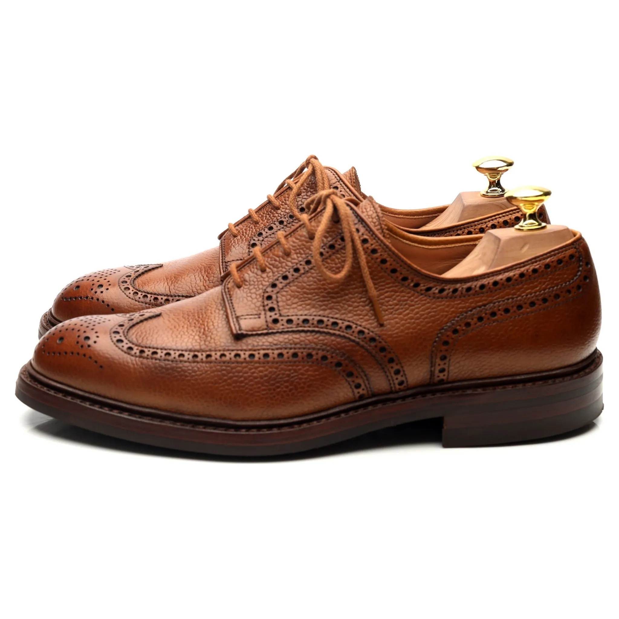 'Pembroke' Tan Brown Leather Derby Brogues UK 8 E