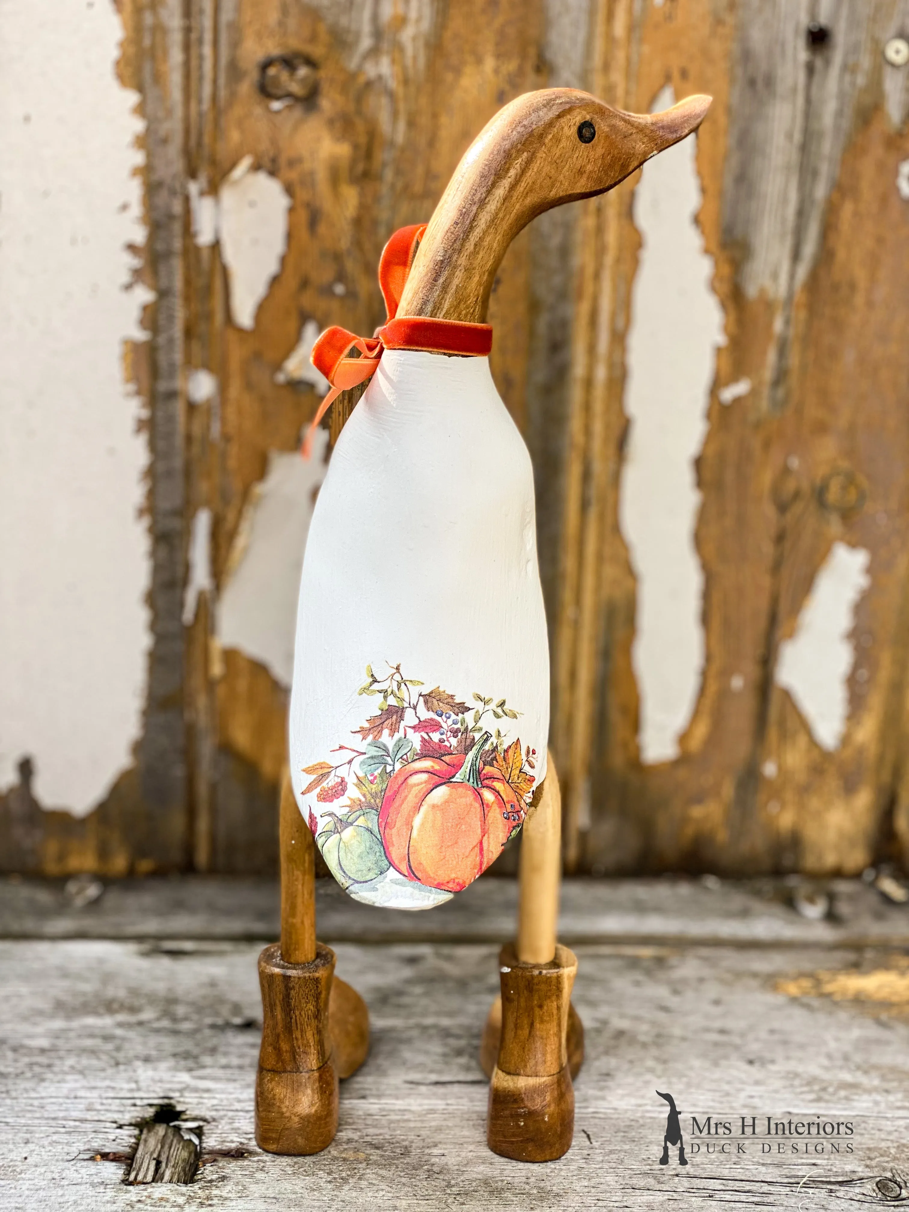 Perdie - Decorated Wooden Duck in Boots by Mrs H the Duck Lady