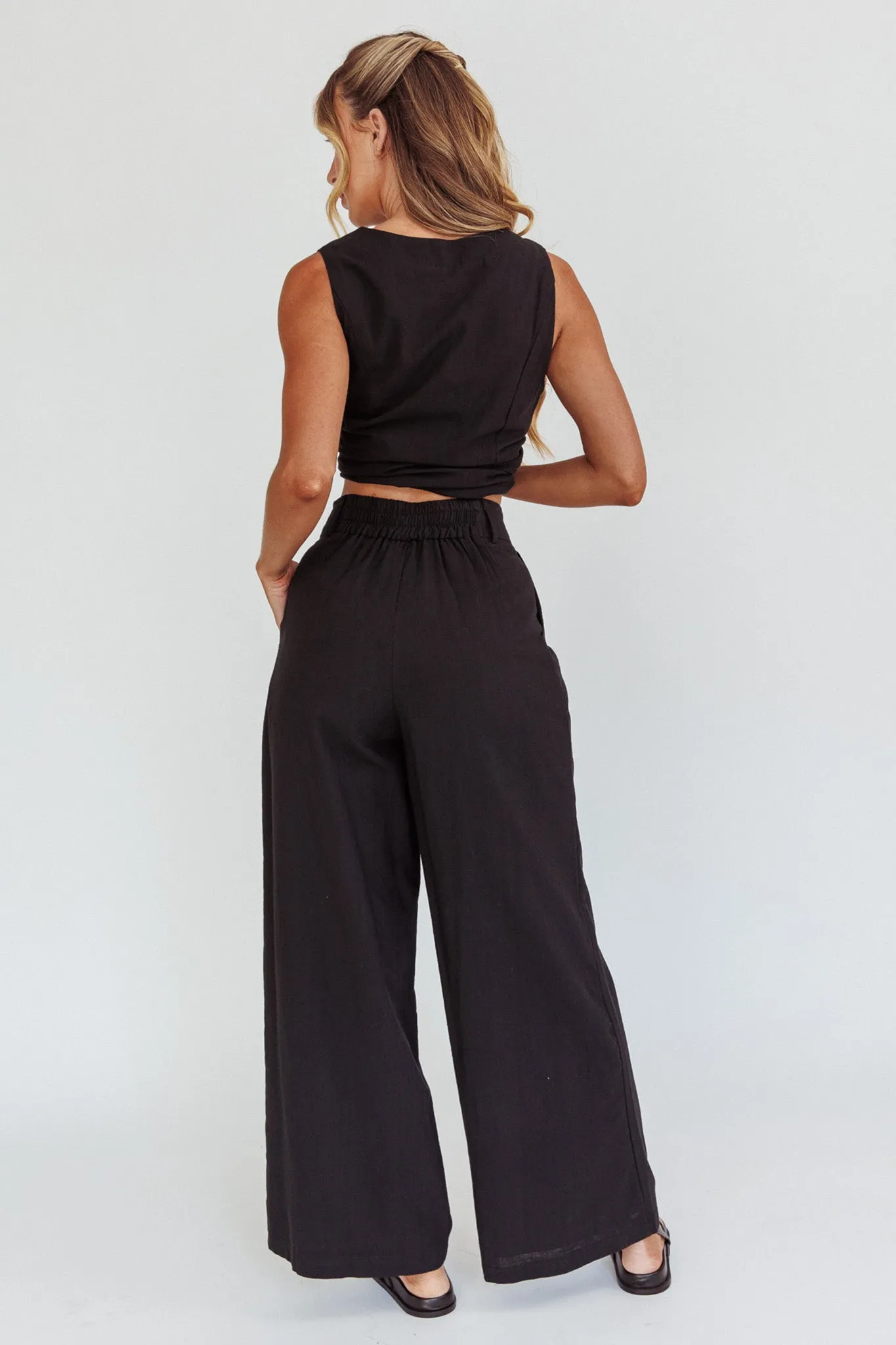 Philomena Wide-Leg Pants Black