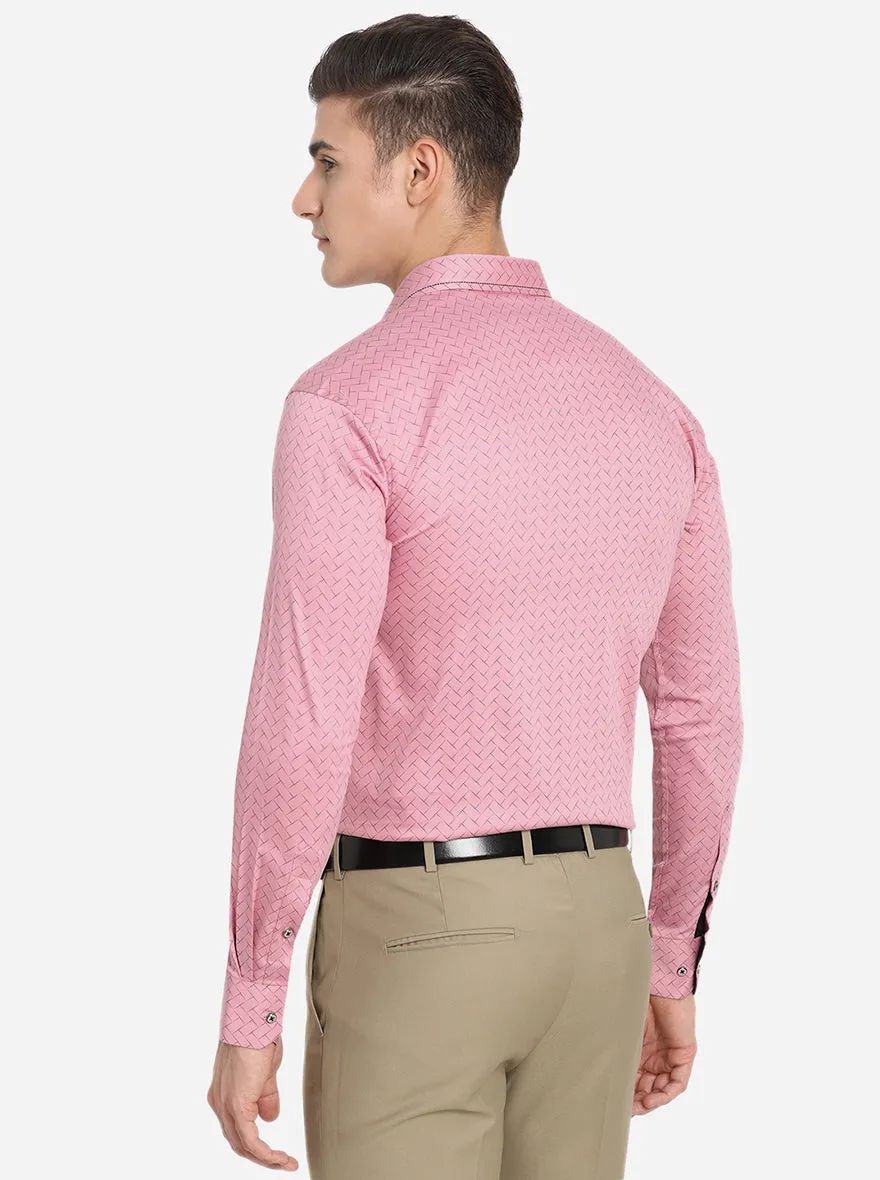 Pink & Black Printed Slim Fit Party Wear Shirt | JB Studio