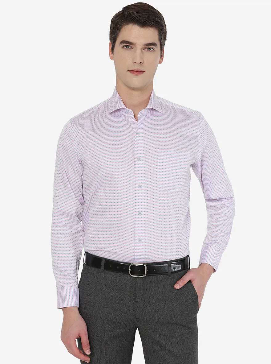 Pink & White Striped Regular Fit Formal Shirt | JadeBlue