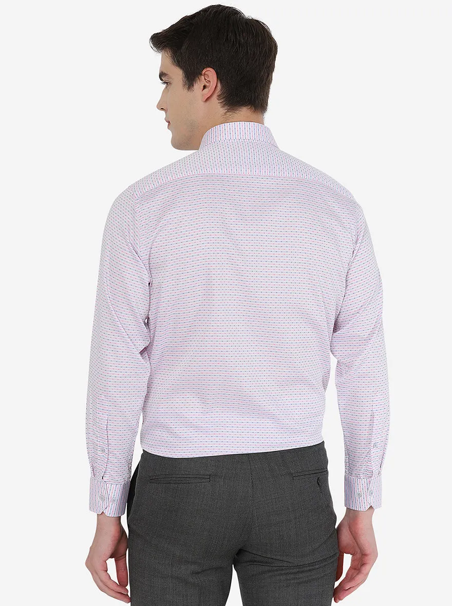 Pink & White Striped Regular Fit Formal Shirt | JadeBlue