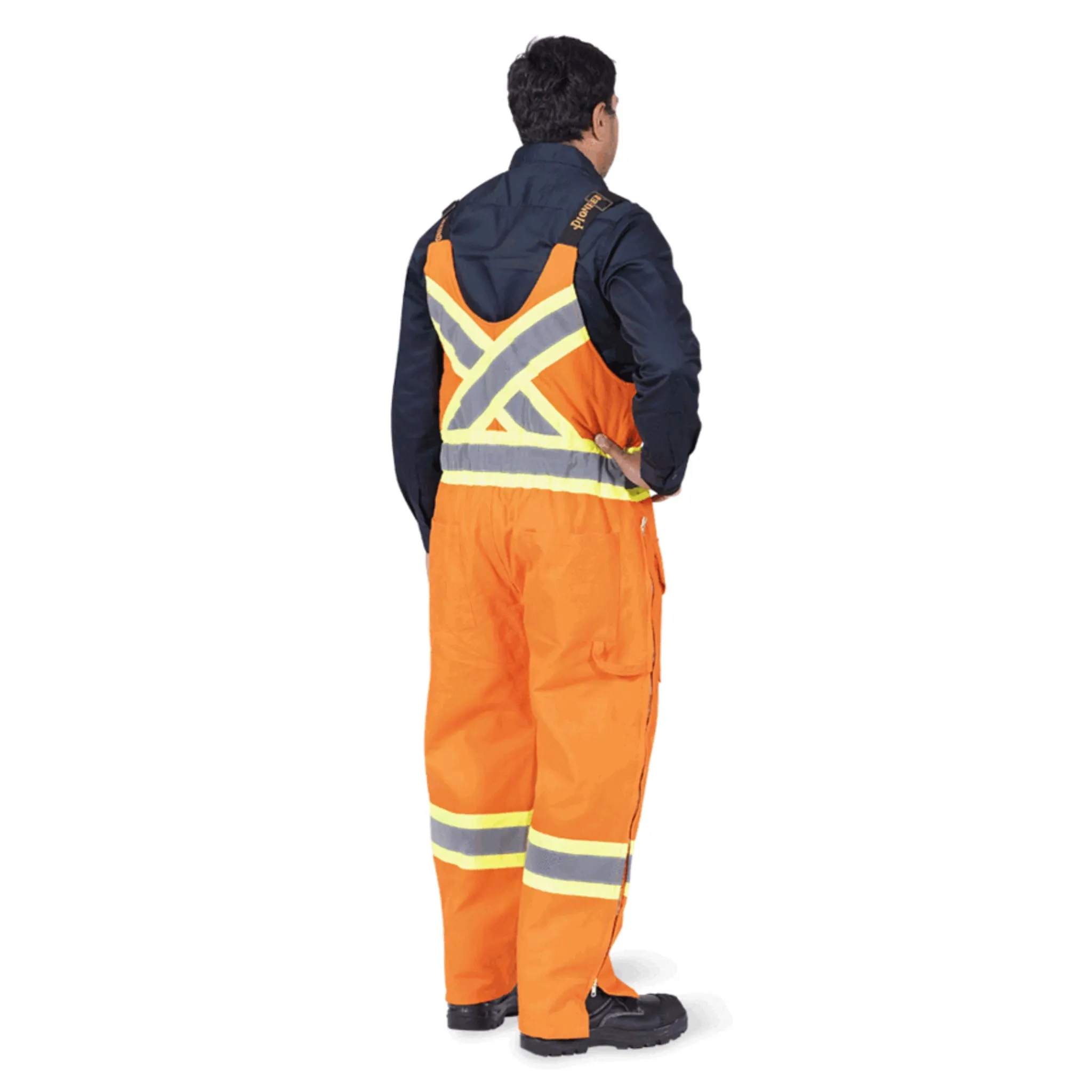 Pioneer Men's Hi-Vis Quilted Cotton Duck Bib Overalls - CSA Approved, Insulated, Reflective, Durable | 10.5oz Fabric, Adjustable Fit | Sizes S-4XL