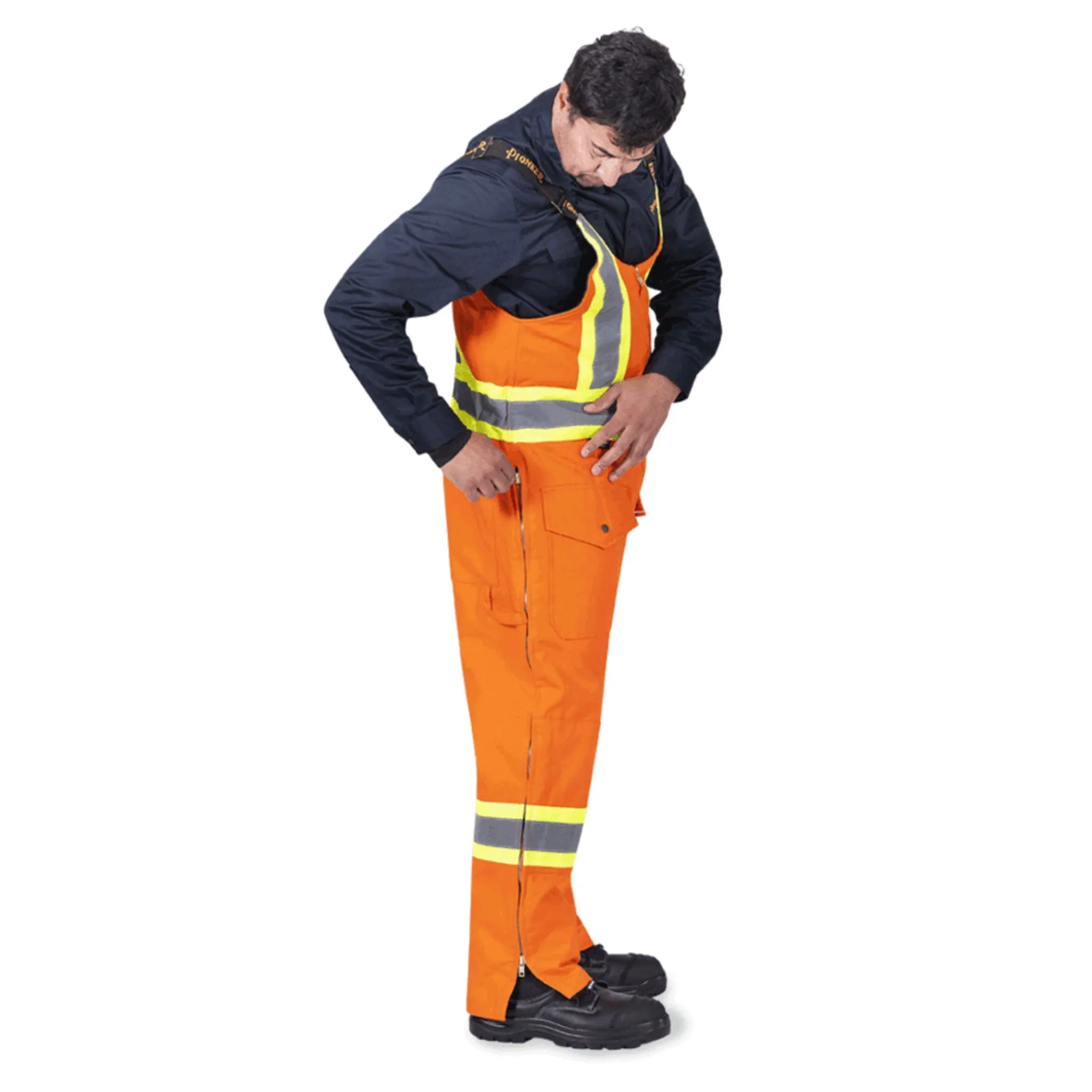 Pioneer Men's Hi-Vis Quilted Cotton Duck Bib Overalls - CSA Approved, Insulated, Reflective, Durable | 10.5oz Fabric, Adjustable Fit | Sizes S-4XL