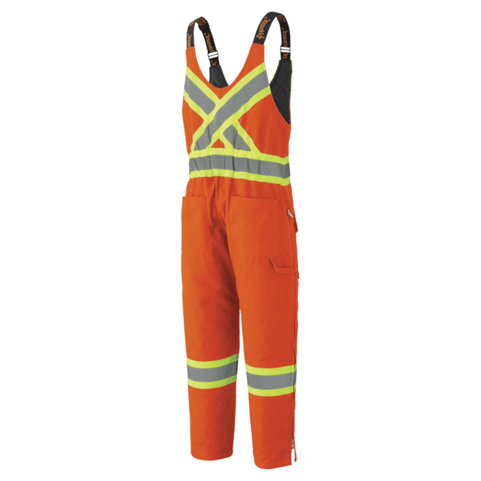 Pioneer Men's Hi-Vis Quilted Cotton Duck Bib Overalls - CSA Approved, Insulated, Reflective, Durable | 10.5oz Fabric, Adjustable Fit | Sizes S-4XL